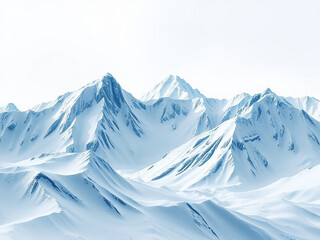 Fototapeta premium A majestic mountain range covered in pristine snow, reaching towards a clear blue sky. The peaks create a dramatic and awe-inspiring landscape
