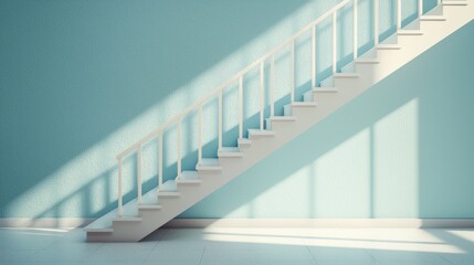 Obraz premium A staircase with clean lines and a simple railing, leading up to a source of natural light.