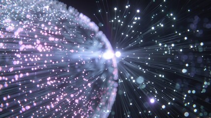 Obraz premium Mesmerizing abstract background featuring a dazzling cosmic explosion of vibrant luminous light and energy in a futuristic digital realm Bursts of radiant