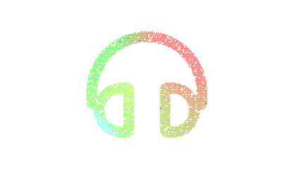 Fototapeta premium Icon headphones is made up of LED square shapes. There are bright diodes and there are black dead diodes