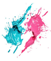 Vibrant splash of hot pink and bright turquoise in motion