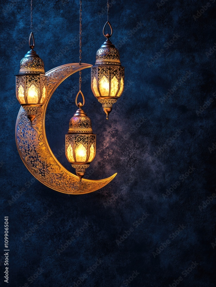 Canvas Prints crescent moon with lanterns
