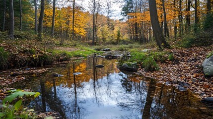Fototapeta premium Autumn Creek Reflection