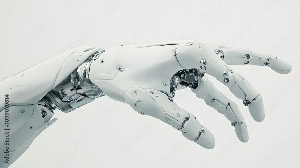 Poster advanced robotic arm reaching outward displaying complex mechanisms