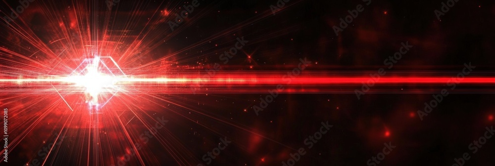 Poster abstract red laser beam on dark background creating dynamic and captivating visuals with radiant lig