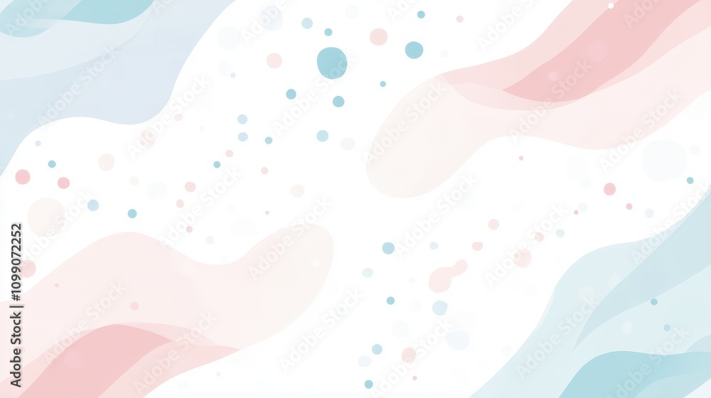 Poster abstract design featuring soft waves and pastel dots, creating a calming and modern aesthetic.
