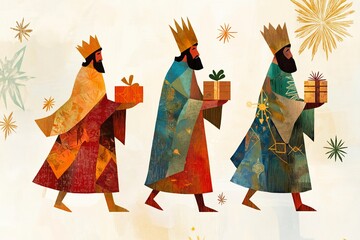 Modern Geometric Three Wise Men Illustration