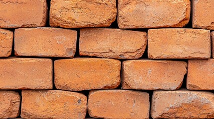 Fototapeta premium A photostock of red clay bricks neatly stacked on a construction site, symbolizing building materials and architecture. High Quality