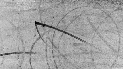 Car tire mark from car skid mark, Car tire on asphalt road race track, Texture and background car...