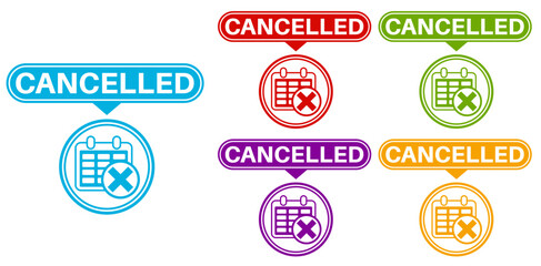 Fototapeta premium set cancelled icon. event cancellation sign banner label template design vector illustration 