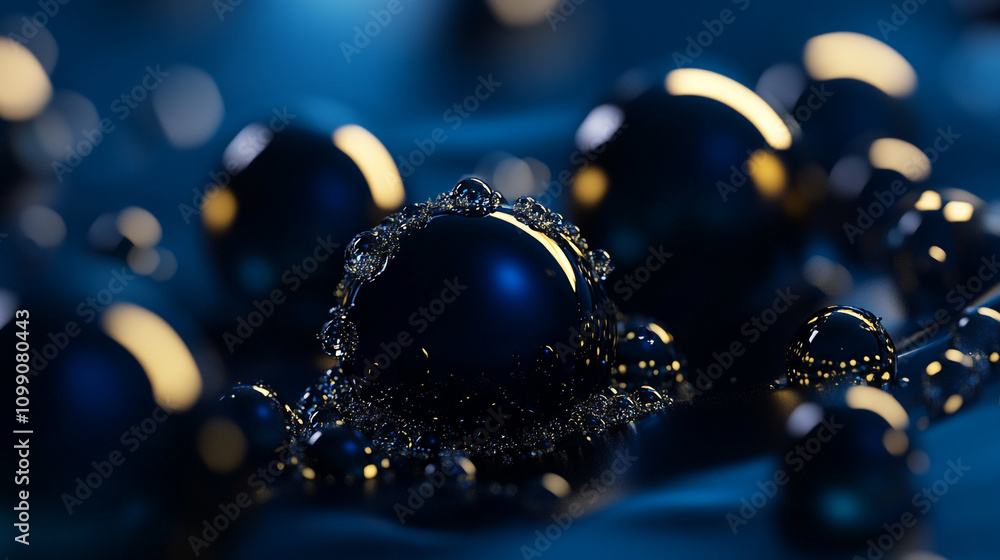 Poster underwater orbs create a mesmerizing interplay of light and color in a dark aquatic environment