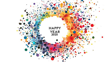 Happy Watercolor Snake Art for New Year 2025 Celebration Colorful Abstract Design Joyful Mood Festive Vibes