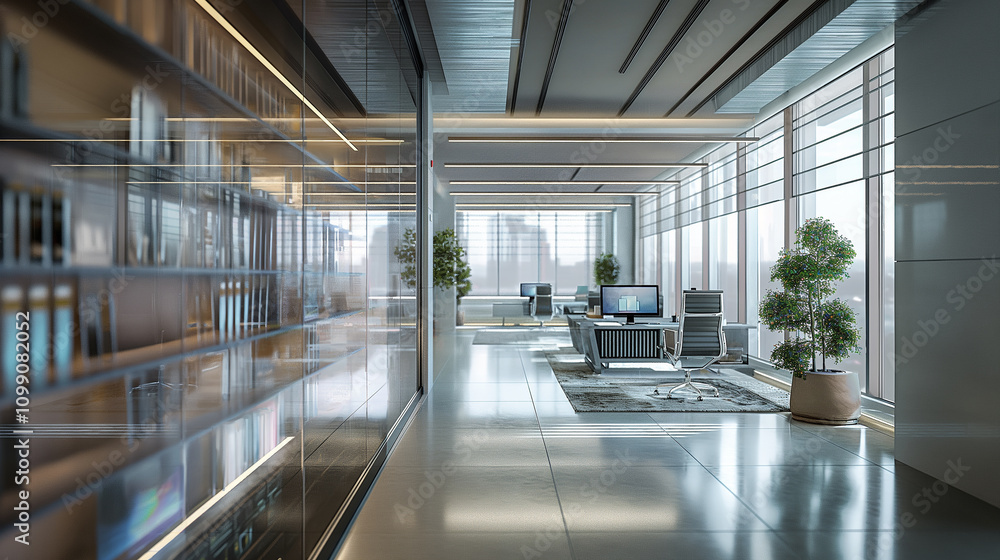 Poster online data backup system virtual hologram display in modern office
