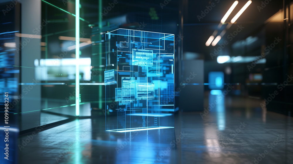 Aufkleber online data backup system virtual hologram display in modern office