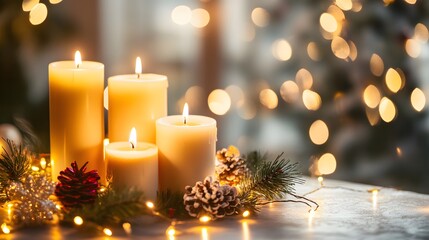Festive Candles Christmas Decorations Glowing Lights