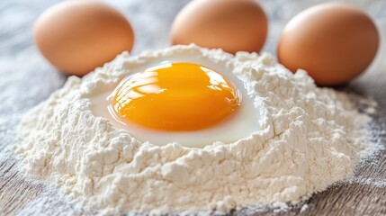 Egg yolk in flour.