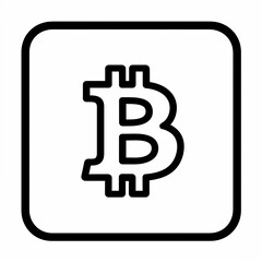 Bitcoin symbol in a simple black and white design.