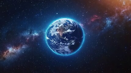 Fototapeta premium earth in space with glowing atmosphere and stars