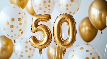 Gold 50th birthday balloons.