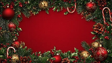 Classic Festive Ornament and Pine Frame