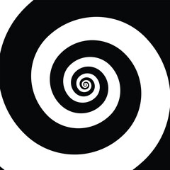 Flat Black and White Spiral Swirl Circle Background Design