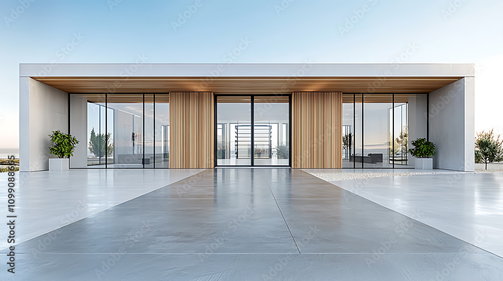 Poster building a minimalist house interior modern architecture design in a sleek environment with a tranqu