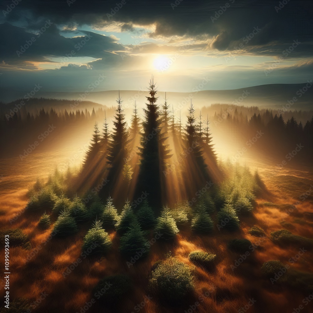 Poster copse a small dense group of trees often found in open landsc