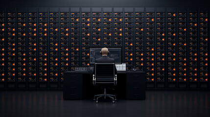 high tech control room with expert monitoring data systems