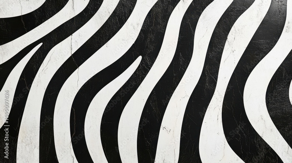 Aufkleber abstract black and white zebra stripe pattern on a surface.