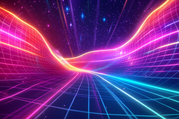 Retro 80s Background with Neon Colors and Abstract Shapes
