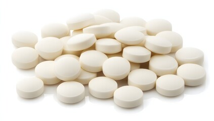 white pills on a white background