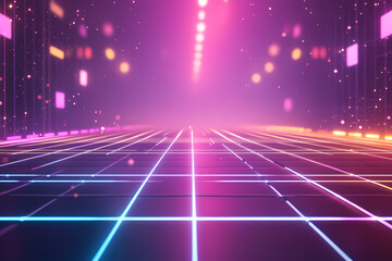 Retro 80s Background with Neon Colors and Abstract Shapes