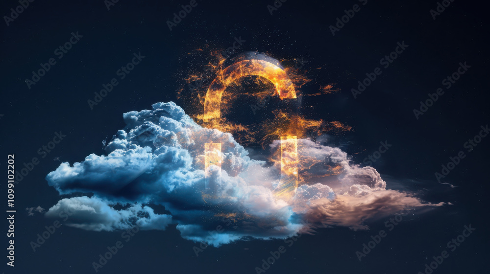 Poster enhancing cloud storage security protecting data with a digital padlock in a virtual environment