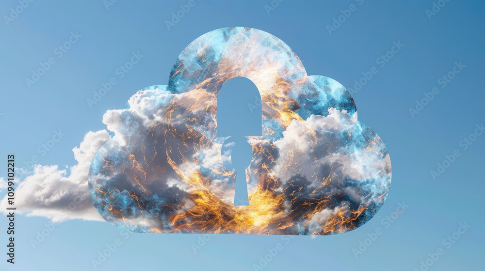 Poster enhancing cloud storage security protecting data with padlock concept in the digital environment