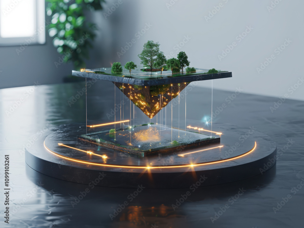 Poster optimizing digital marketing funnel with glowing conversion paths for business success in a modern d