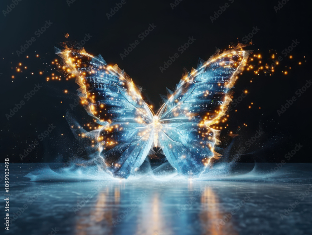 Poster transforming digital landscapes the binary code butterfly concept in a virtual environment for enhan