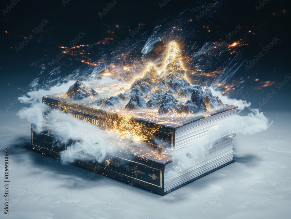 Aufkleber flying books with glowing digital pages transforming education technology in the future of learning 