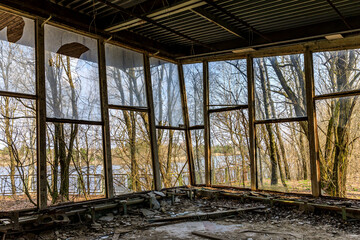 Eastern Europe, Ukraine, Pripyat, Chernobyl. Cafe Pripyat,  “the Dish”, was a popular...