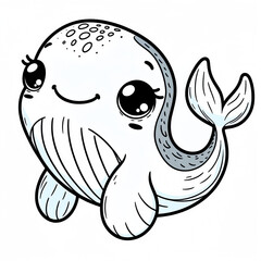 Fototapeta premium Happy and friendly humpback whale cartoon with charming smile