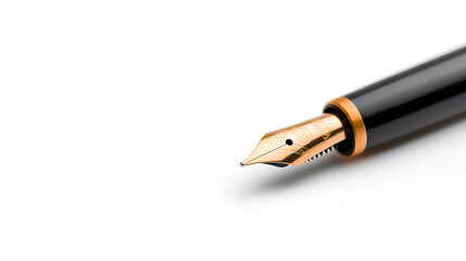 Elegant Fountain Pen on White Background