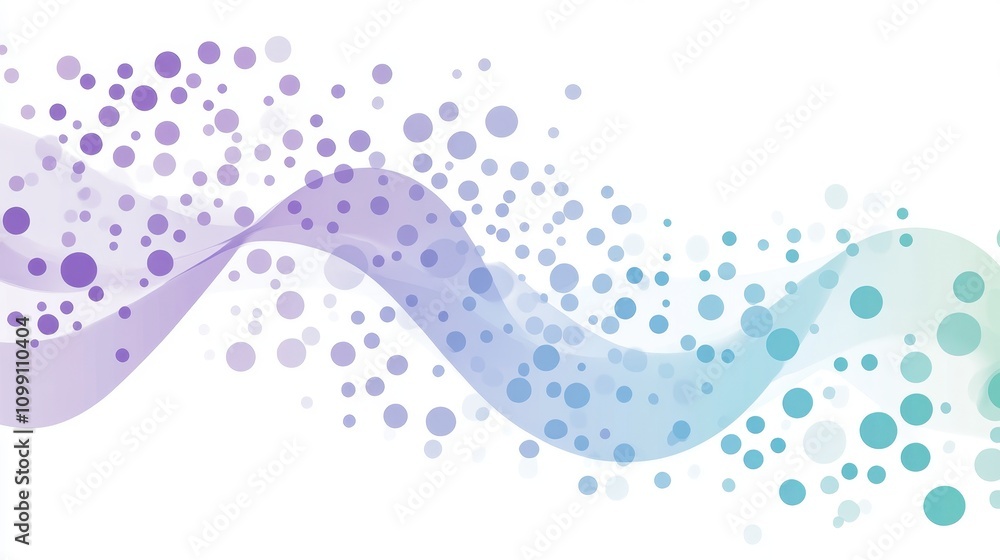 Poster abstract design featuring flowing waves and colorful dots, suitable for backgrounds or graphics.