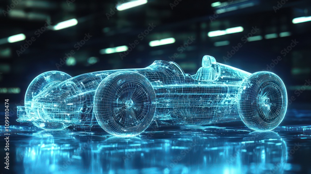 Poster ai-generated holographic automobile showcasing advanced design concepts.
