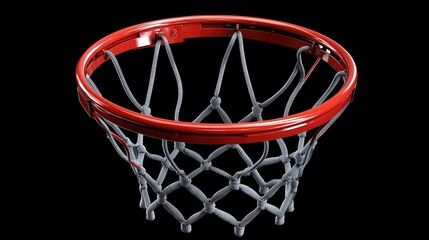 Basketball Hoop with Net Isolated on Black Background
