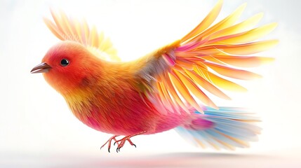 Fototapeta premium A vibrant, colorful bird in flight with radiant feathers.