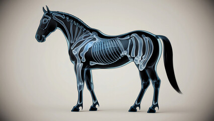 Horse X-ray  style x-ray of raw hole horse