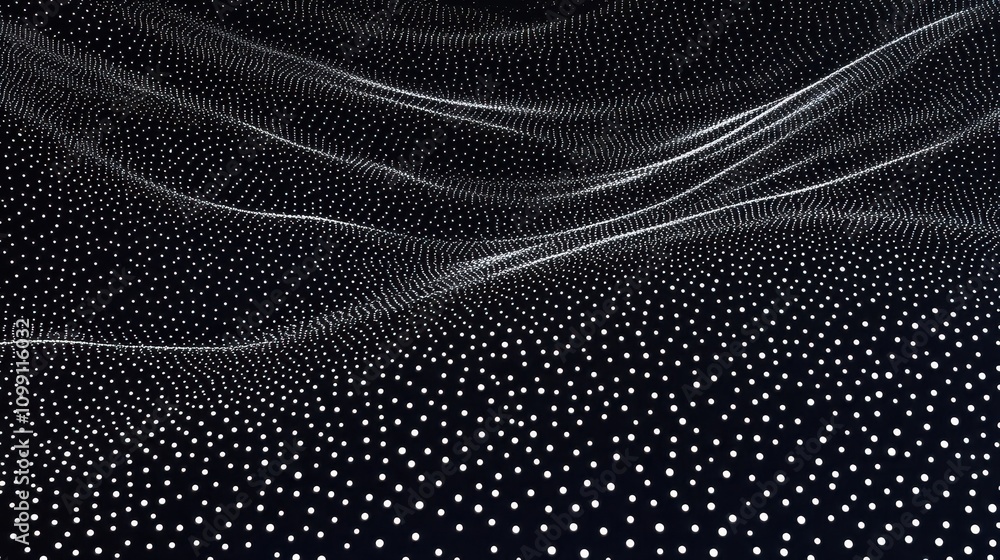 Aufkleber abstract representation of flowing waves and dots on a dark background.