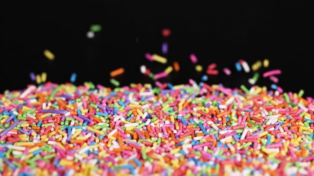 Colorful Sprinkles Falling in Slow Motion
