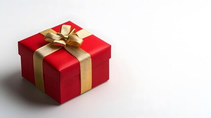 Fototapeta premium A Red Gift Box With A Gold Ribbon Bow