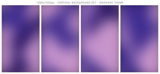 Mesh gradient vertical background set. Abstract, template, purple and violet color theme.
