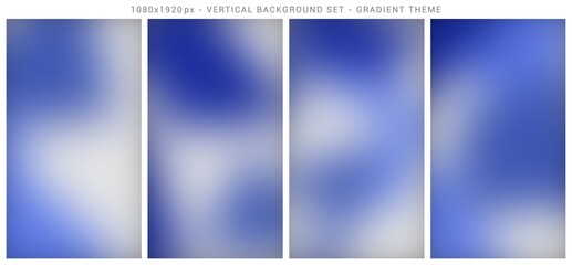 Mesh gradient vertical background set. Abstract, template, blue and white color theme.